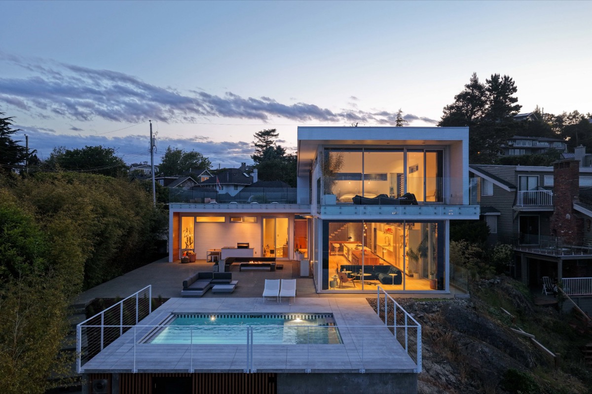 Aerial Pool Dusk